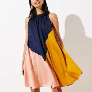 NWT LOFT Color-block Halter Swing Dress